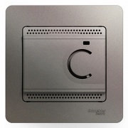 Термостат электронный теплого пола с датчиком +5-+50°C 10A в сборе SE Glossa, платина