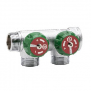 Коллектор регулирующий проходной STOUT SMB 6850 - 3/4" (НР/ВР) на 2 контура 3/4"EK (евроконус)