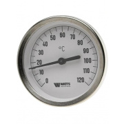 Термометр биметаллический аксиальный WATTS F+R801 OR - 1/2" (D-63 мм, шкала 0-120°C, гильза 75 мм)