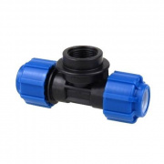 Тройник с переходом на внутреннюю резьбу Политэк - 20 x 1/2" (винтовой, для труб ПНД)