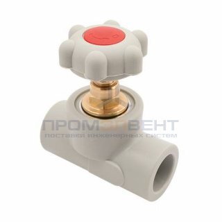 Кран вентильный FV-Plast - 63 (для полипропиленовых труб под пайку, цвет серый, ручка барашек)