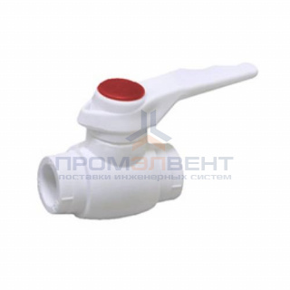 Кран шаровой Fusitek - 32 (Пайка/Пайка, ручка-рычаг белая с красной меткой)