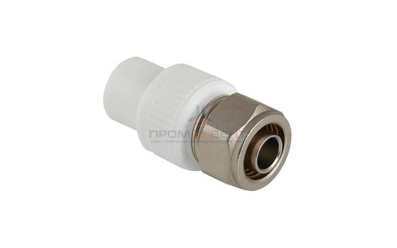 Переход на зажимное соединение VALTEC VTp.710 - 20 x 16x2.0 (для полипропиленовых труб, цвет белый)