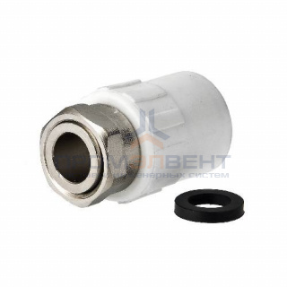 Переход на накидную гайку Fusitek - 20 x 1/2" (для полипропиленовых труб, цвет белый)