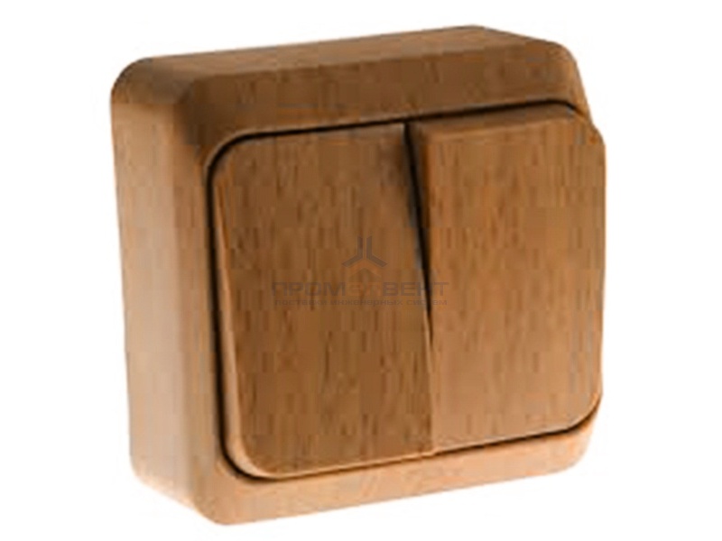 Выключатель двухклавишный с подсветкой Этюд темный бук [уп 25шт]