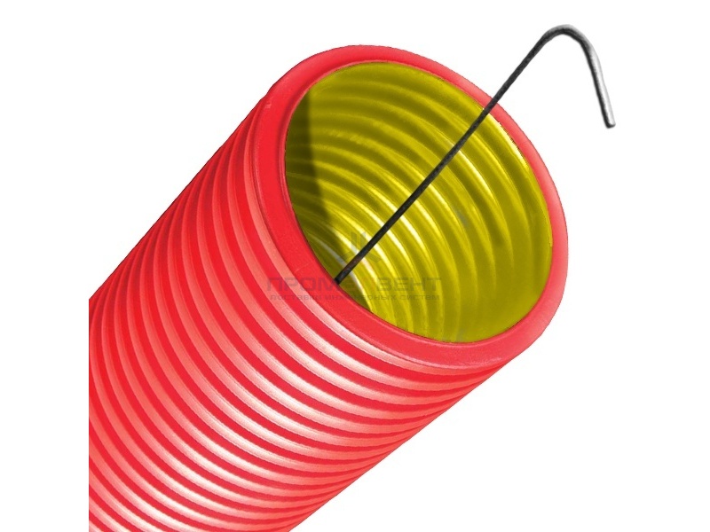 Труба двустенная гибкая DKC 125 мм, с протяжкой, с муфтой красная [бухта 50м]