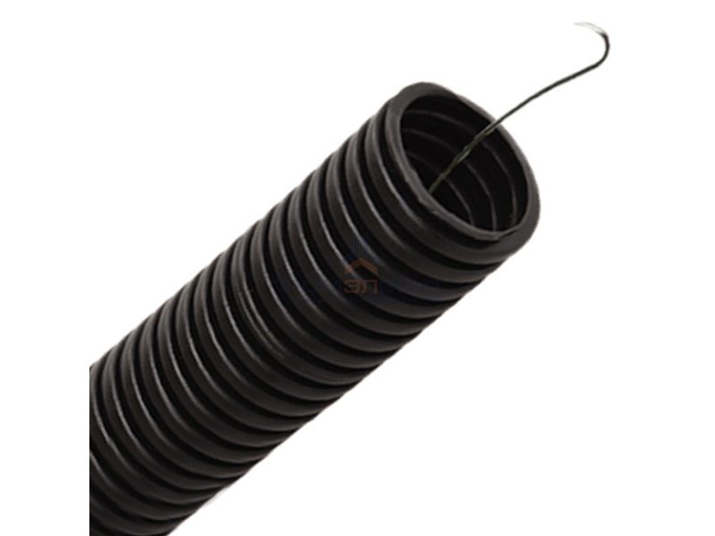 Труба гофрированная ПНД HF d25мм с протяжкой безгалогенная стойкая к ультрафиолету черная [50м]