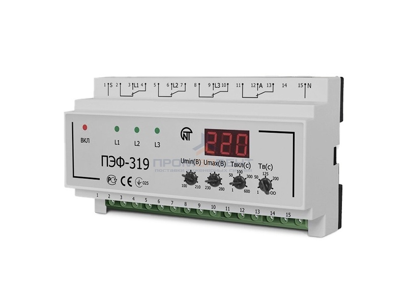 Универсальный автоматический электронный переключатель фаз ПЭФ-319 на дин-рейку