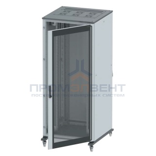 Напольный шкаф 24U Ш600хГ1000 передняя дверь стекло,задняя глухая дверь, крыша укомплектована вводом