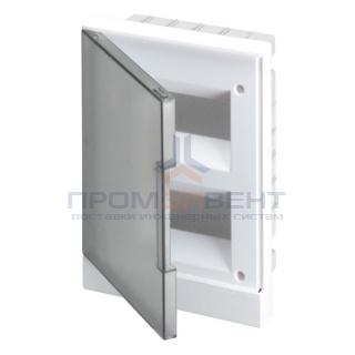 ABB Basic E Бокс в нишу 16М серая прозрачная дверь (c клеммами)